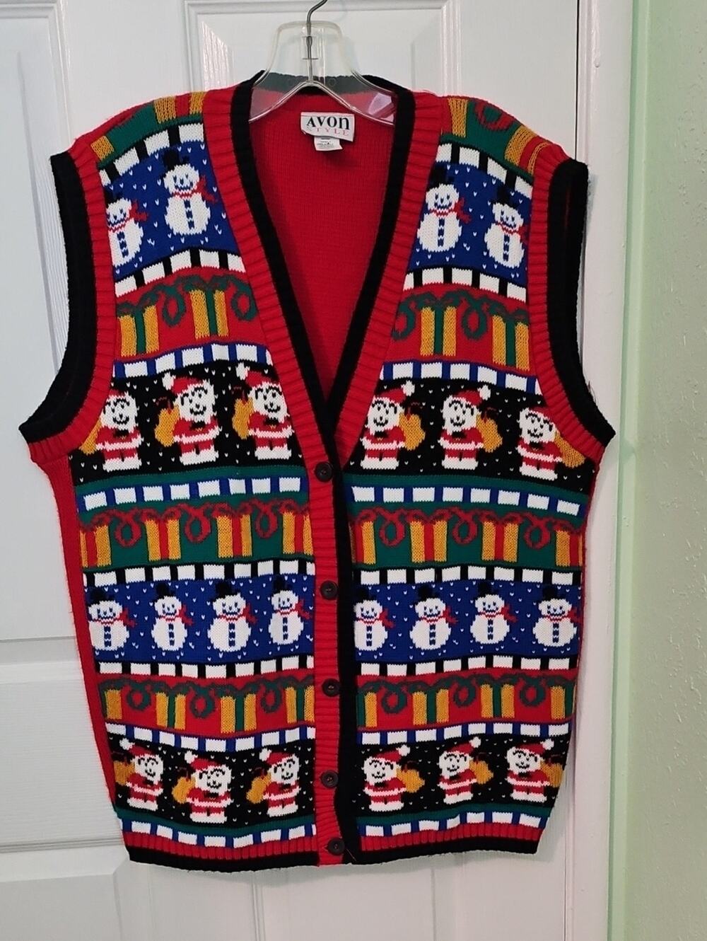 Ugly Christmas Sweater Vest Size M / L Adult Avon Style Vintage Top Holiday